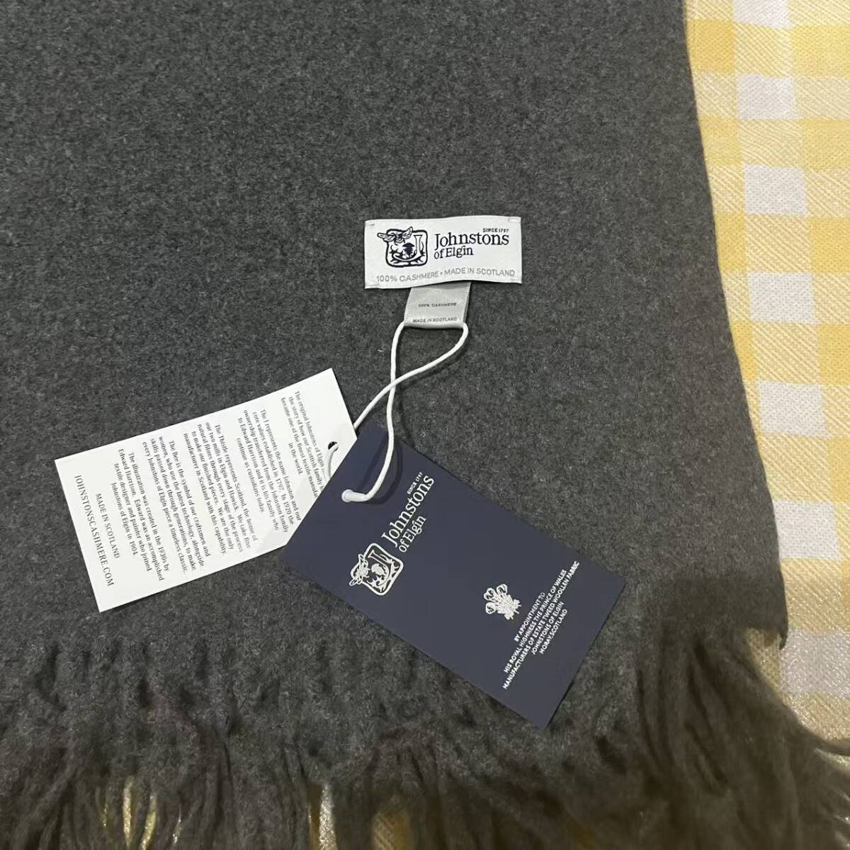 Johnstons ジョンストンズ カシミア 大判ストール マフラー グレー_画像3