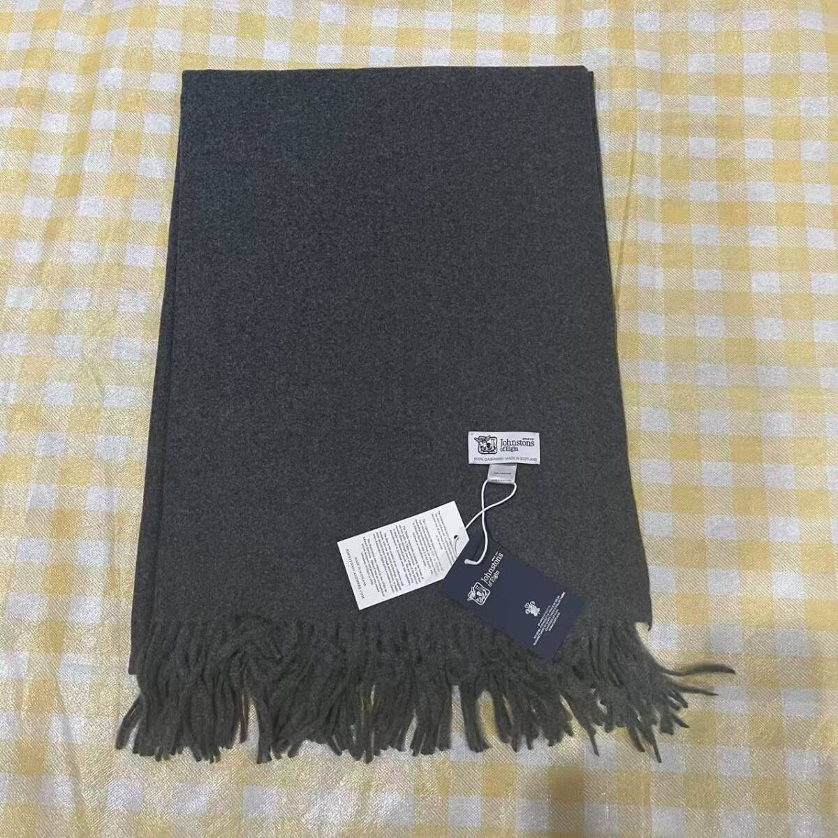 Johnstons ジョンストンズ カシミア 大判ストール マフラー グレー_画像1