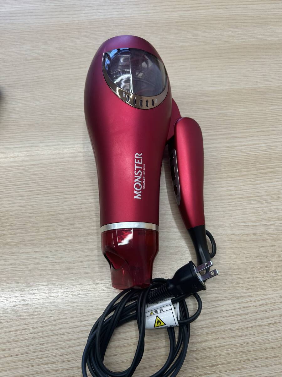 ☆6430 KOIZUMI/コイズミ ドライヤー MONSTER KHD-W760 レッド 動作・温風/冷風確認済み_画像2