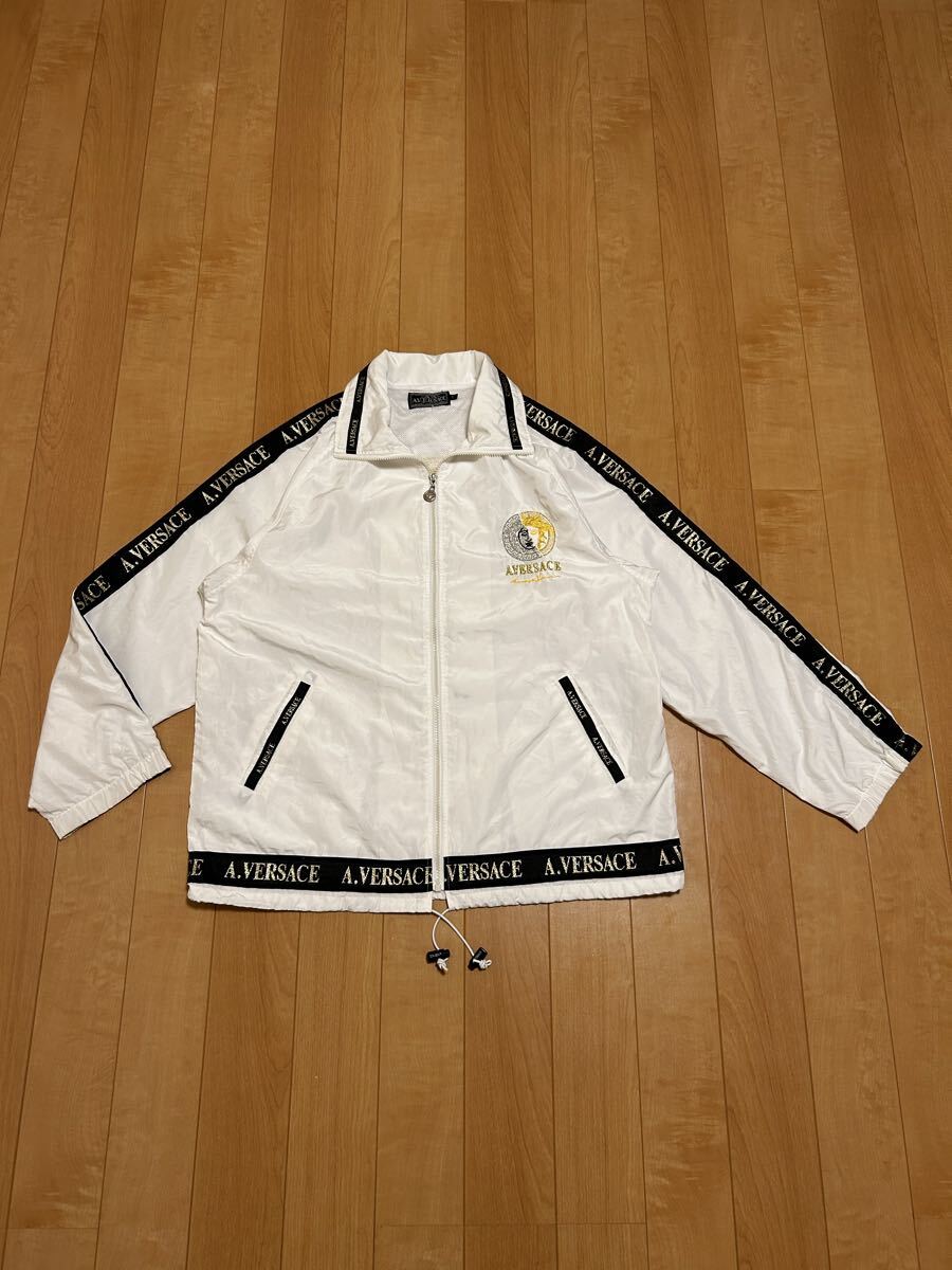 良品☆90s-Y2K・A.V/A.VERSACE オーバーサイズL大き目 裏メッシュ.フルジップナイロンジャケット BIGメデューサ刺繍&ロゴライン.フルデコ_画像2