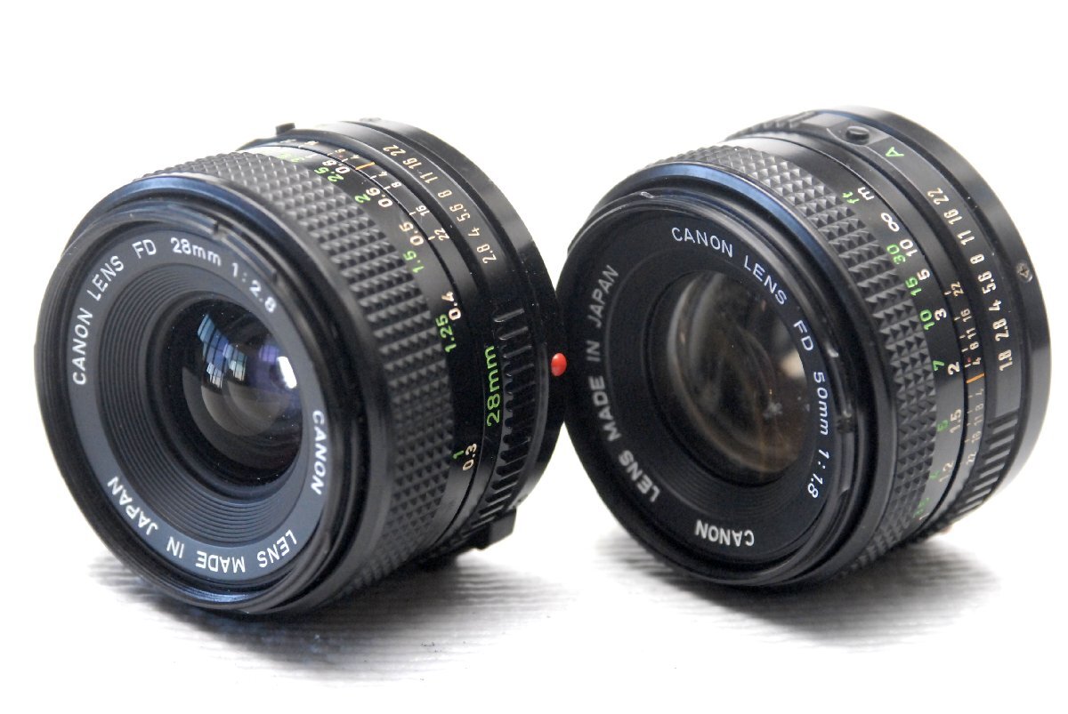 Canon キャノン純正 FDマウント専用（50mm1:1.8 + 28mm1:2.8）高級レンズ2本まとめて 希少品_画像1
