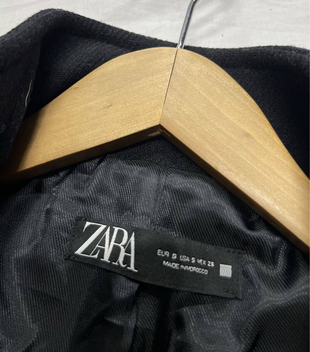 ZARA★ザラ★(USA S)合皮ポケット 厚手 ウール コート /黒_画像4