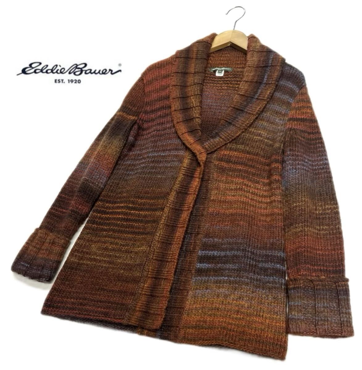 Eddie Bauer★エディー・バウアー★(SP）厚手 ウール混 ニット カーディガン_画像1