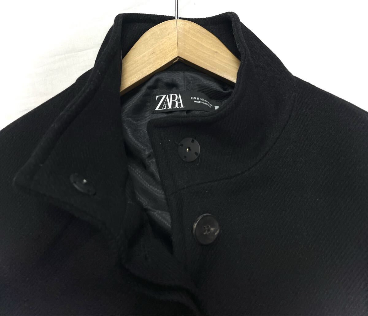 ZARA★ザラ★(USA S)合皮ポケット 厚手 ウール コート /黒_画像3