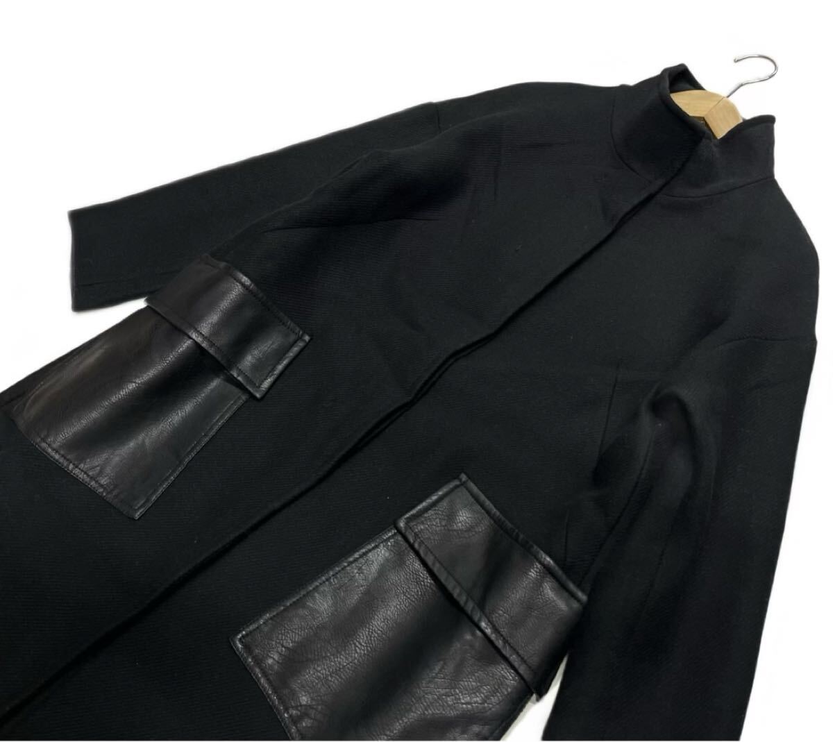 ZARA★ザラ★(USA S)合皮ポケット 厚手 ウール コート /黒_画像2