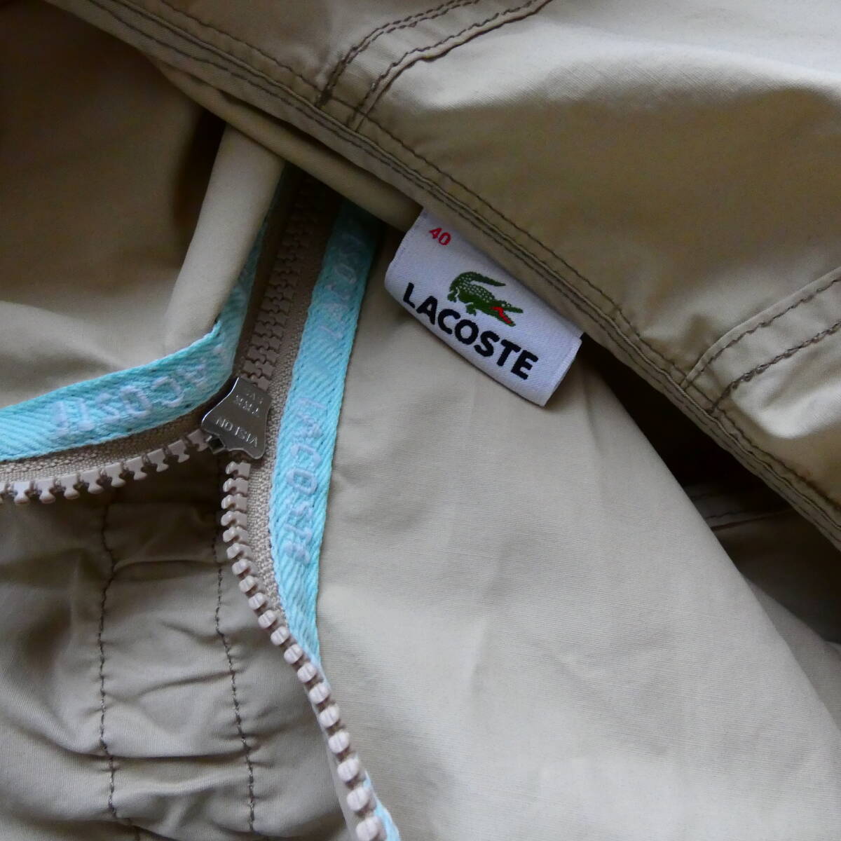 LACOSTE ラコステ ファオブリカ ベージュ フード付 ナイロン ジャンパー パーカー 40_画像3