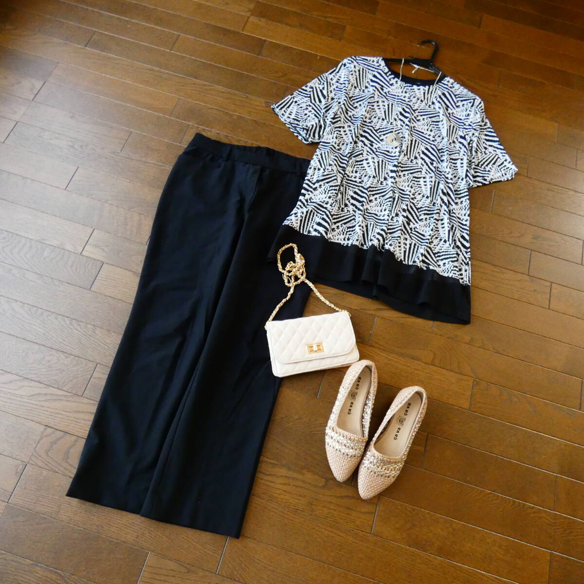 ANNA STESIA ブラック系 半袖カットソー チュニック 大きめ 46_画像1