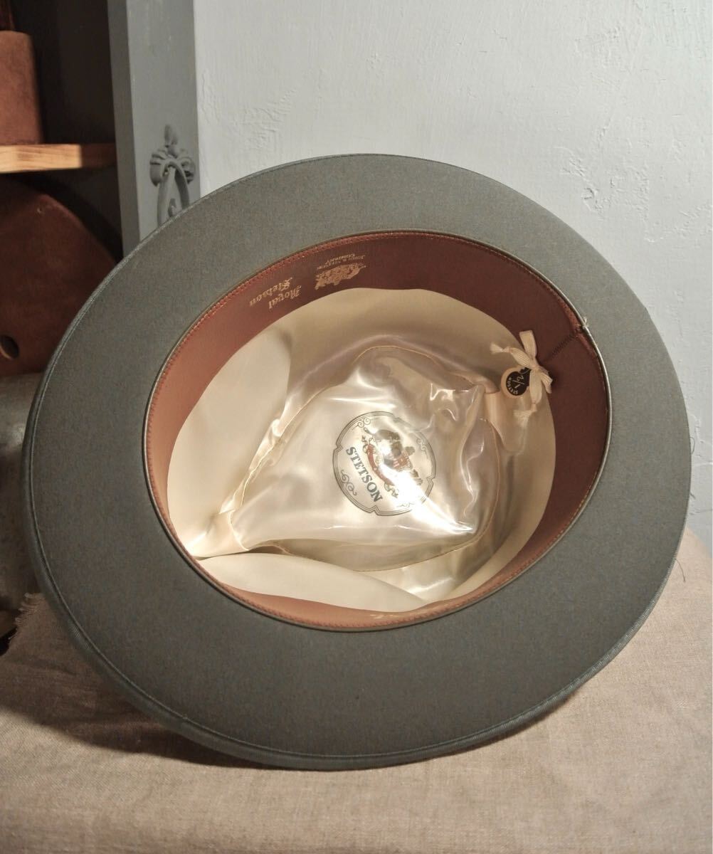 ミント！ 50s VINTAGE STETSON whippet cl 1/2 60cm ヴィンテージ ステットソン ウィペット ライトグレー ネイビー ハット ジョニーデップ _画像9