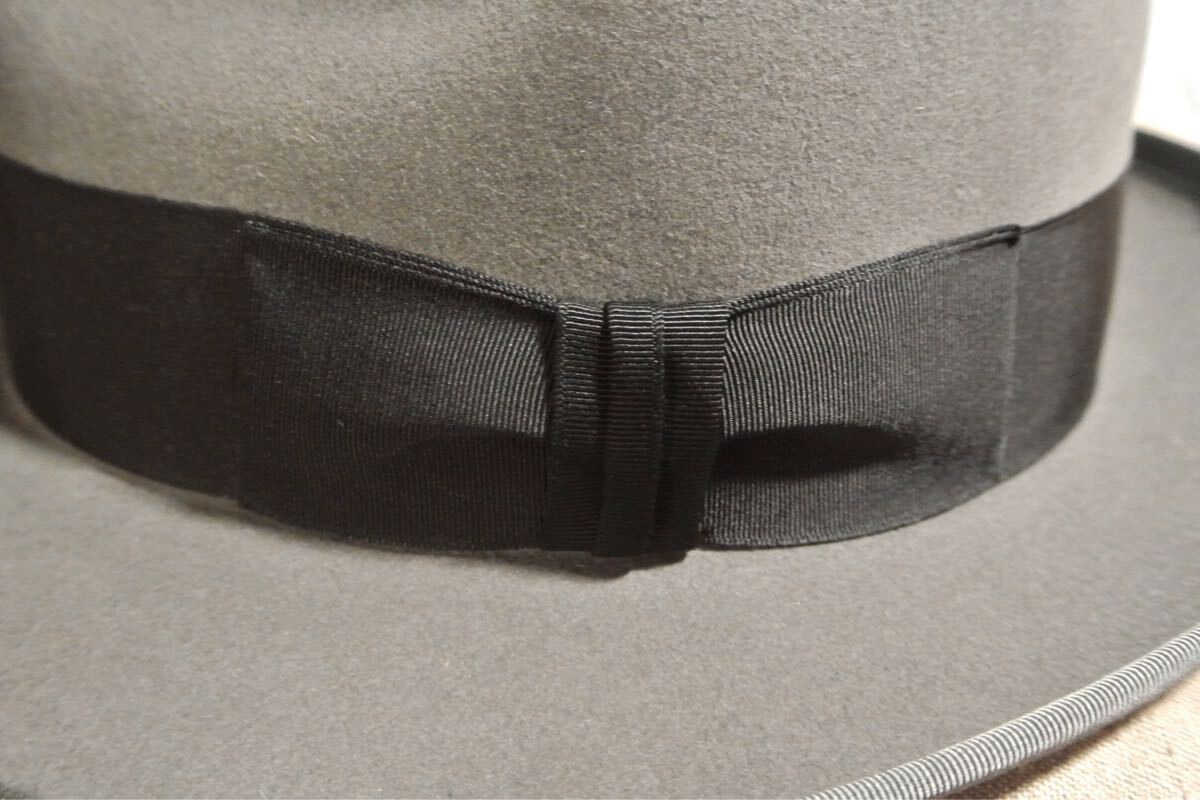 ミント！ 50s VINTAGE STETSON whippet cl 1/2 60cm ヴィンテージ ステットソン ウィペット ライトグレー ネイビー ハット ジョニーデップ _画像8