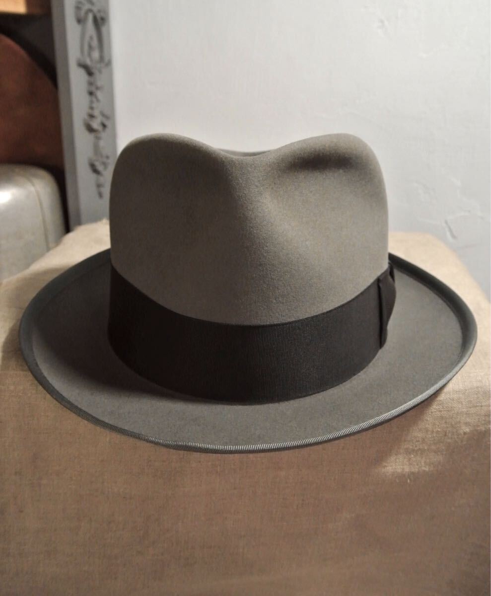 ミント！ 50s VINTAGE STETSON whippet cl 1/2 60cm ヴィンテージ ステットソン ウィペット ライトグレー ネイビー ハット ジョニーデップ _画像6