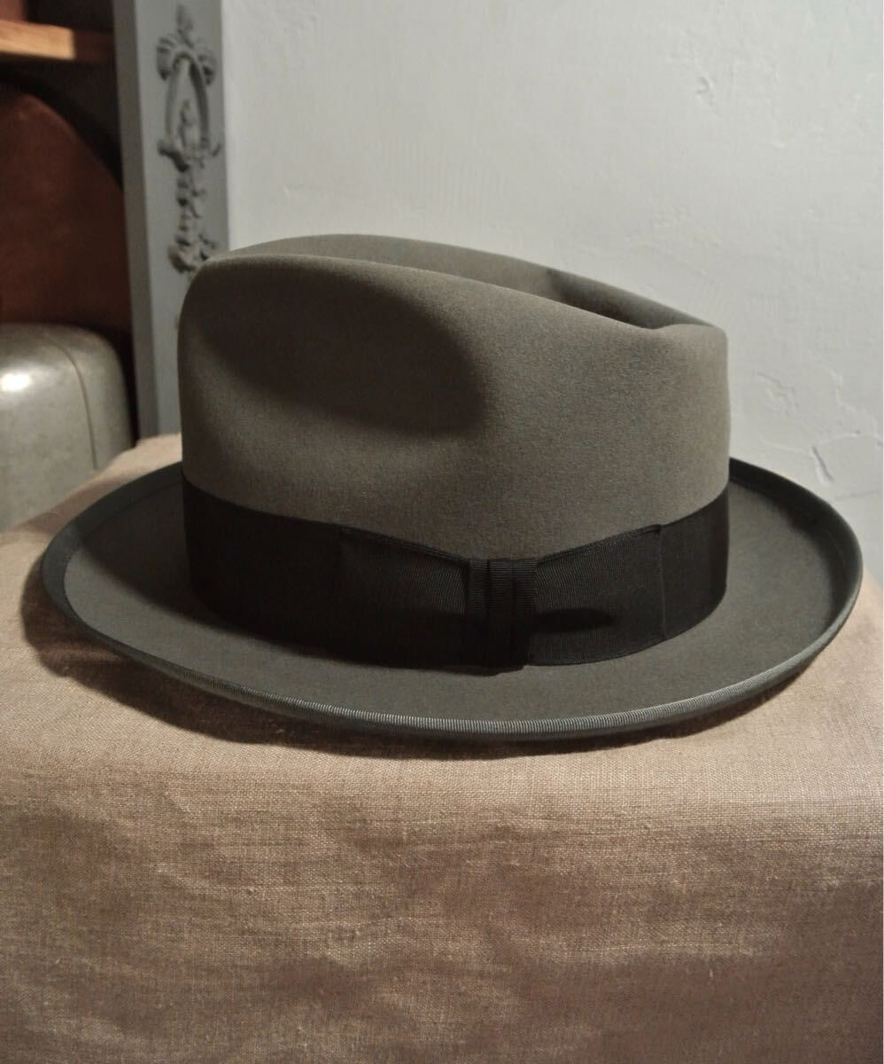 ミント！ 50s VINTAGE STETSON whippet cl 1/2 60cm ヴィンテージ ステットソン ウィペット ライトグレー ネイビー ハット ジョニーデップ _画像3