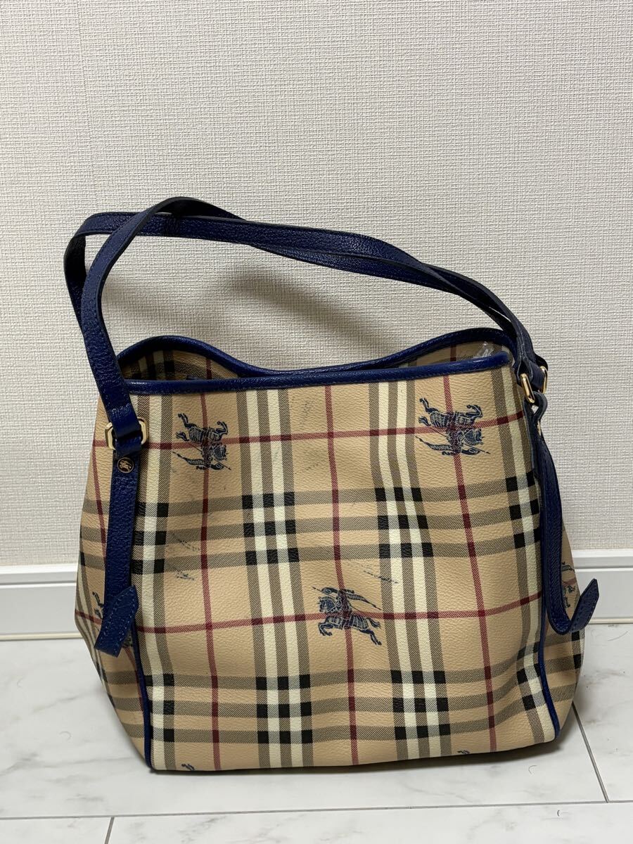 訳あり美品 バーバリー チェック柄 ハンドバッグ トートバッグ ポーチ付き_画像1
