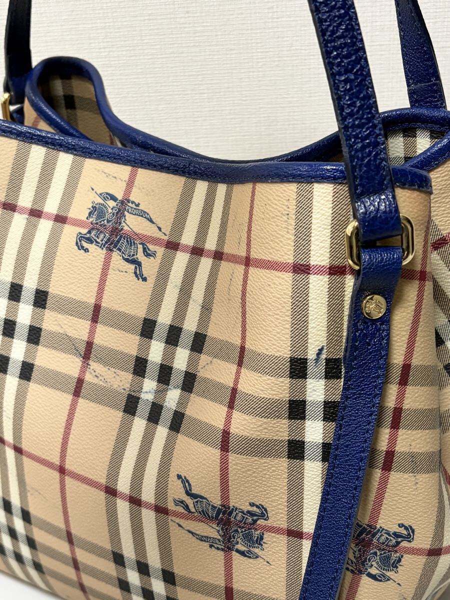 訳あり美品 バーバリー チェック柄 ハンドバッグ トートバッグ ポーチ付き_画像4