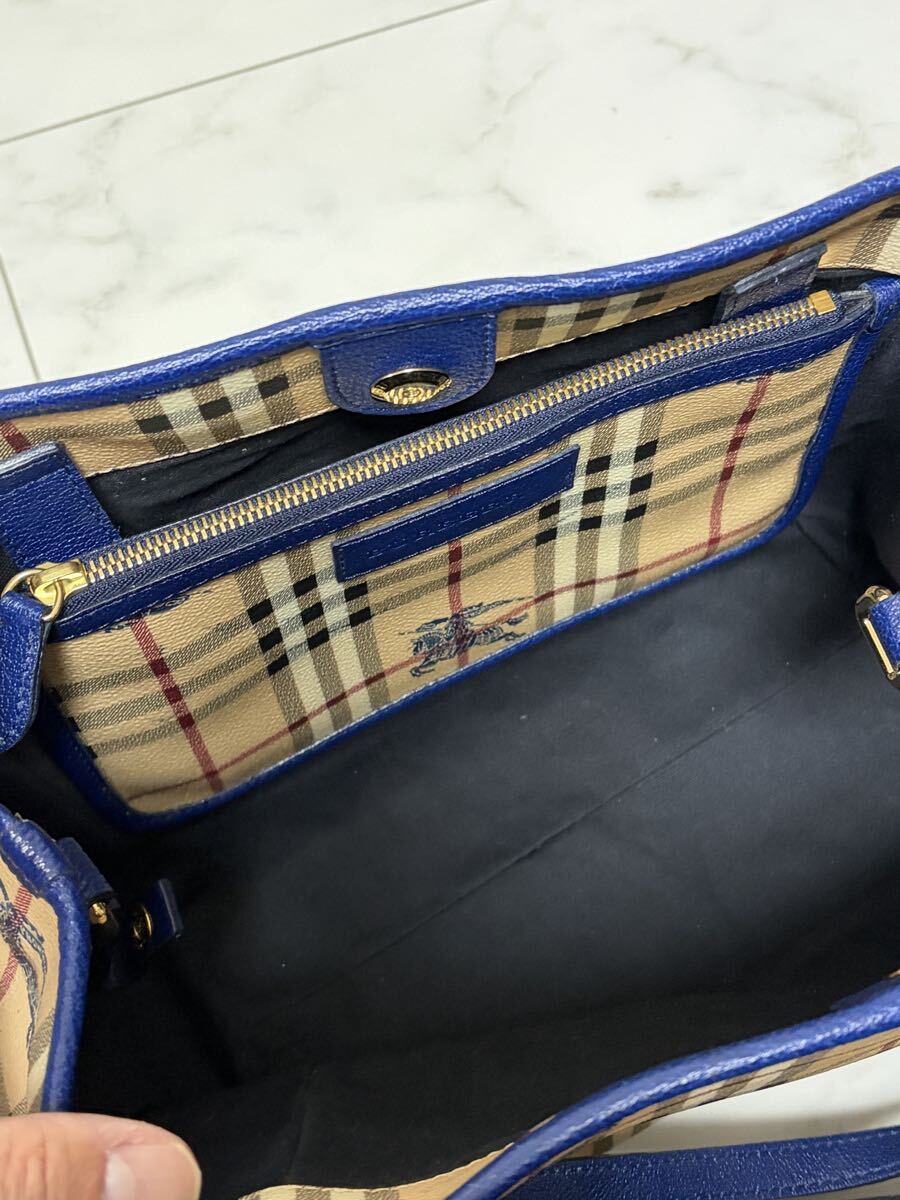 訳あり美品 バーバリー チェック柄 ハンドバッグ トートバッグ ポーチ付き_画像8