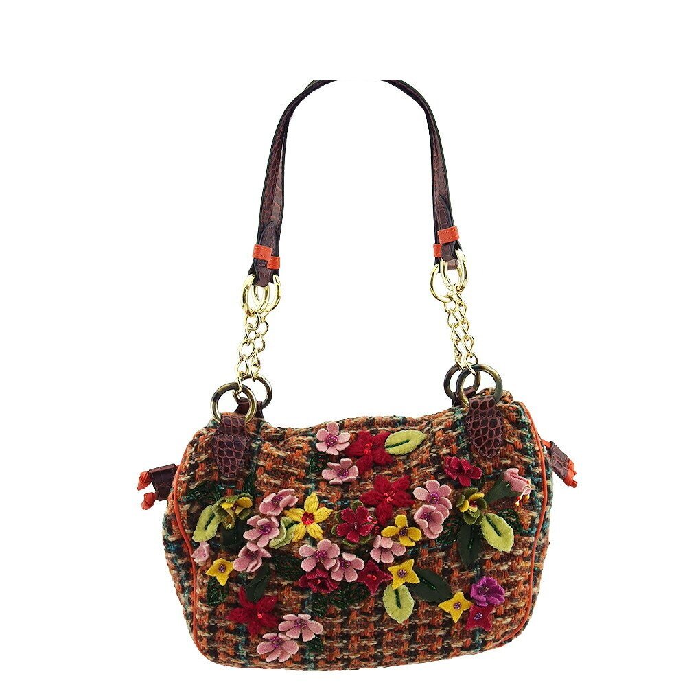 【10%OFFクーポン】エトロ ショルダーバッグ トート バッグ レディース 花 フラワーモチーフ ツィード ETRO 中古_画像1