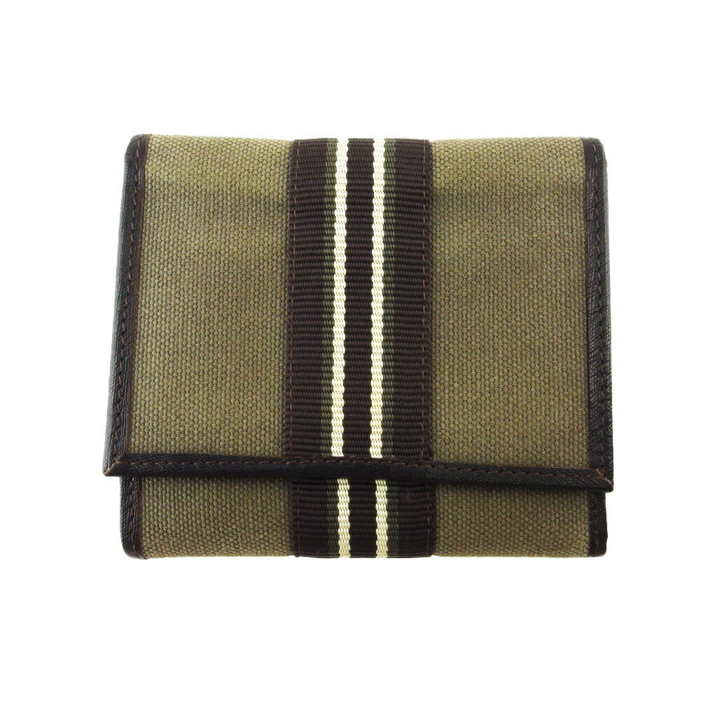 【30%OFFクーポン】ダンヒル Dunhill 三つ折り財布 エンサイン ブラウン グリーン ベージュ レディース 中古_画像1