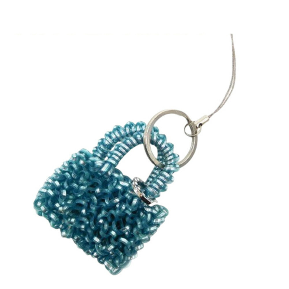 【30%OFFクーポン】アンテプリマ ANTEPRIMA キーリング ロゴリング バッグモチーフ ブルーグリーン×シルバー レディース 中古_画像1