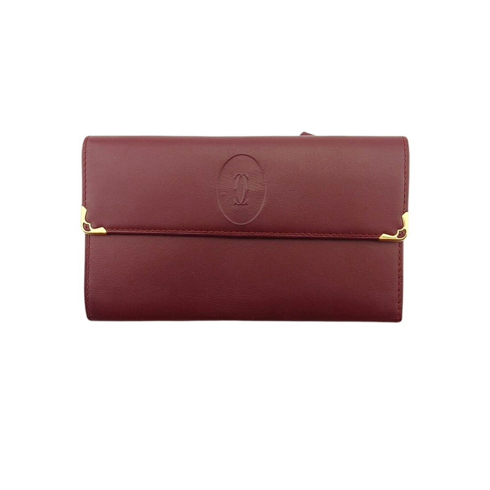 【30%OFFクーポン】カルティエ CARTIER 三つ折り財布 マストライン ボルドー レディース 中古_画像1