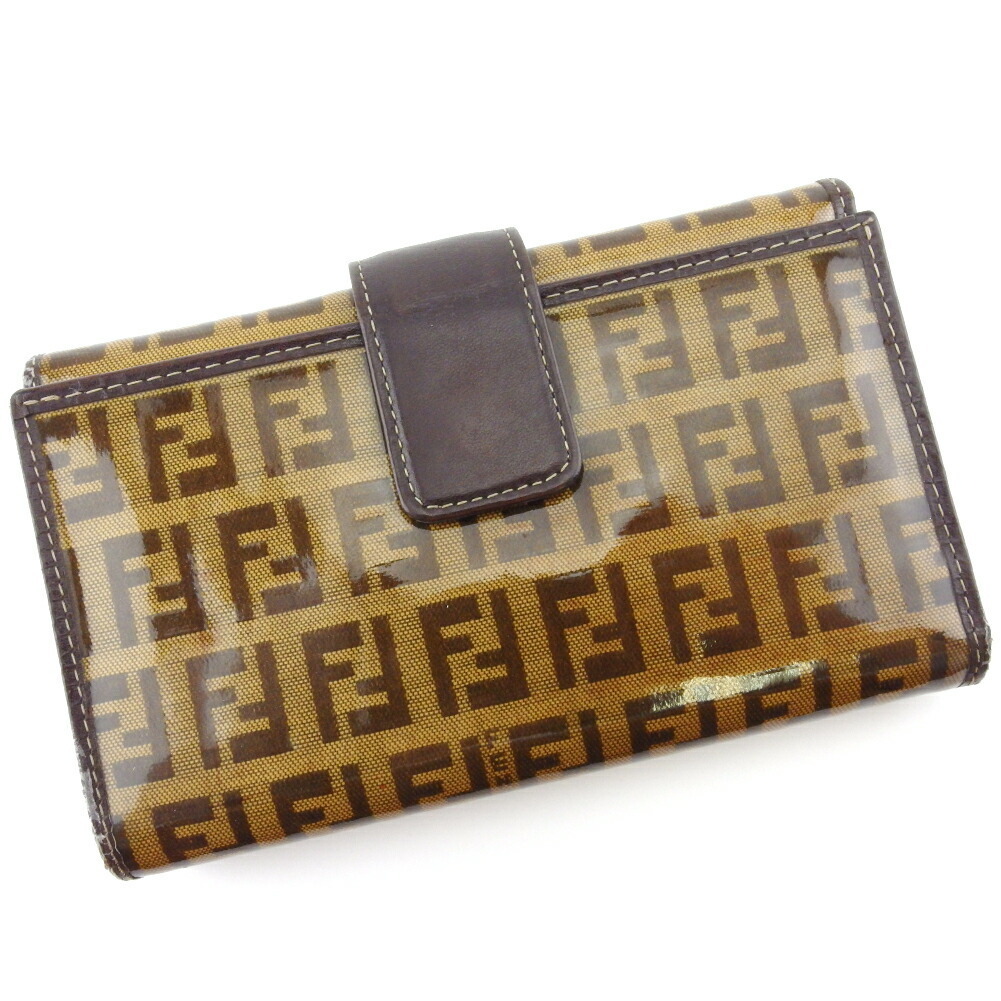 【30%OFFクーポン】フェンディ FENDI 三つ折り財布 ズッキーノ ベージュ ブラウン レディース 中古_画像1