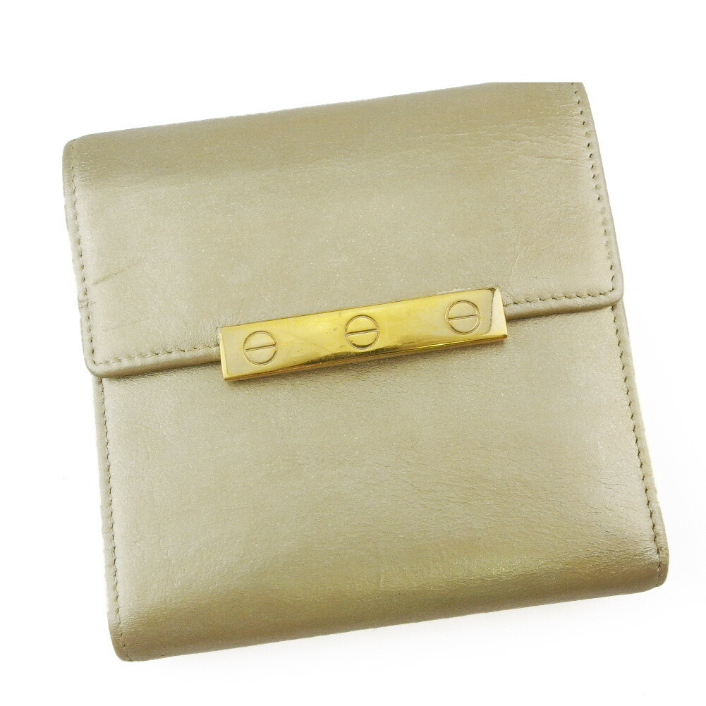 【30%OFFクーポン】カルティエ CARTIER 三つ折り財布 ラブコレクション ゴールド レディース 中古_画像1