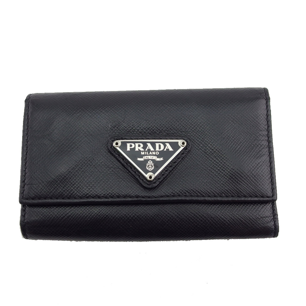 [30%OFF купон ] Prada PRADA чехол для ключей треугольник Logo черный женский б/у 