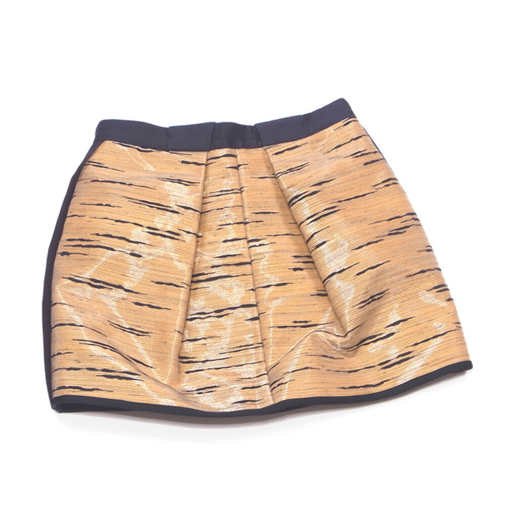 【ブラックフライデー30%OFFクーポン】バレンシアガ BALENCIAGA スカート 柄切替え ♯34サイズ ベージュ ネイビー レディース 中古_画像1