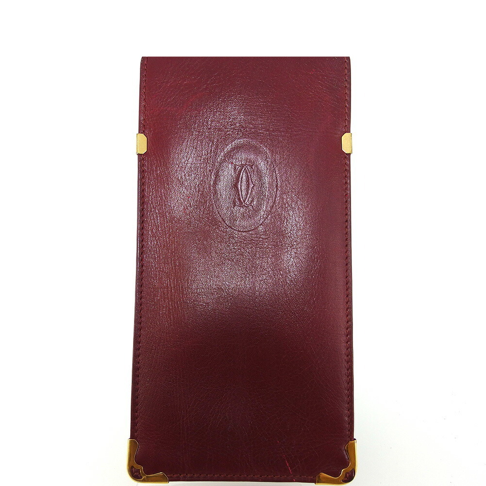 【ブラックフライデー30%OFFクーポン】カルティエ CARTIER メガネケース マストライン ボルドー ゴールド レディース 中古_画像1