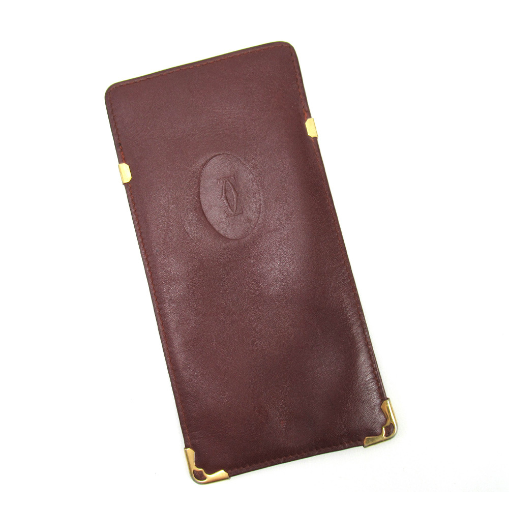 【ブラックフライデー30%OFFクーポン】カルティエ CARTIER メガネケース マストライン ボルドー レディース 中古_画像1