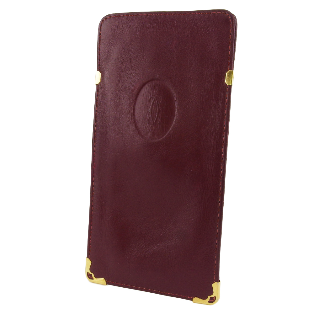 【ブラックフライデー30%OFFクーポン】カルティエ CARTIER メガネケース マストライン ボルドー ゴールド レディース 中古_画像1