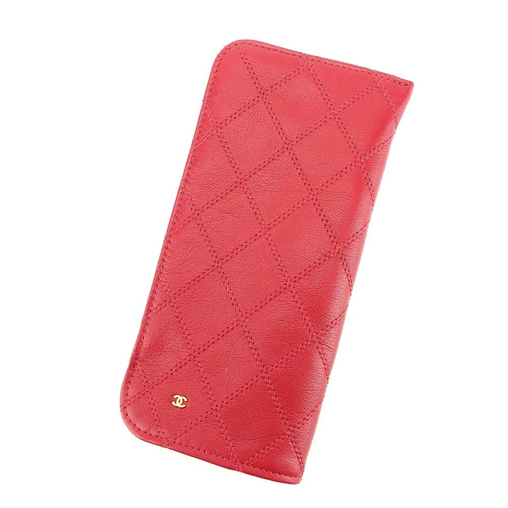 【ブラックフライデー30%OFFクーポン】シャネル メガネケース オールドシャネル レディース ビコローレ レッド 中古_画像1