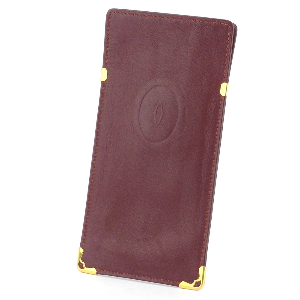 【ブラックフライデー30%OFFクーポン】カルティエ CARTIER メガネケース マストライン ボルドー ゴールド レディース 中古_画像1