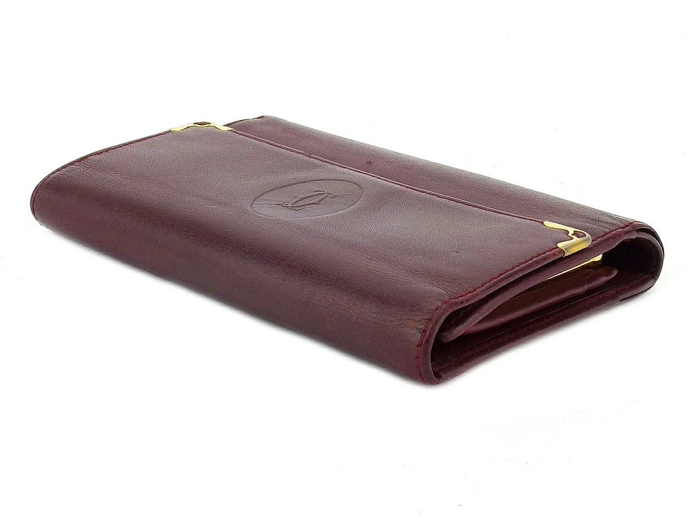 【30%OFFクーポン】カルティエ CARTIER 三つ折り財布 マストライン ボルドー レディース 中古_画像3