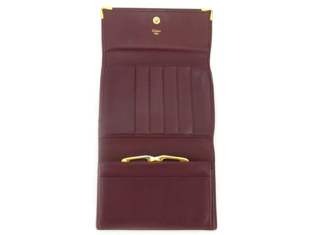 【30%OFFクーポン】カルティエ CARTIER 三つ折り財布 マストライン ボルドー レディース 中古_画像4
