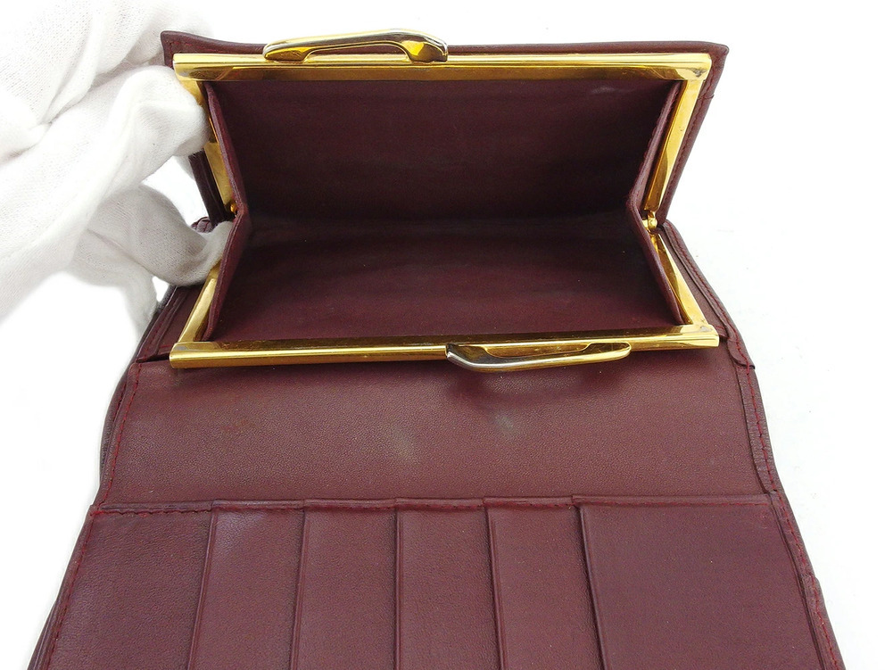 【30%OFFクーポン】カルティエ CARTIER 三つ折り財布 マストライン ボルドー レディース 中古_画像5