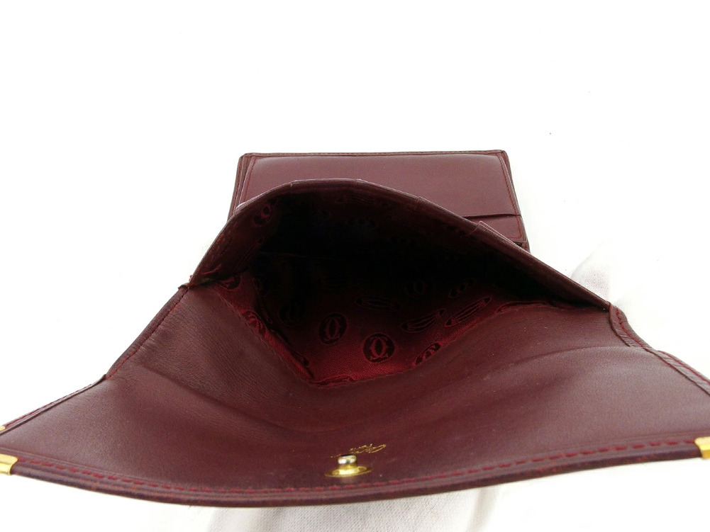 【30%OFFクーポン】カルティエ CARTIER 三つ折り財布 マストライン ボルドー レディース 中古_画像7