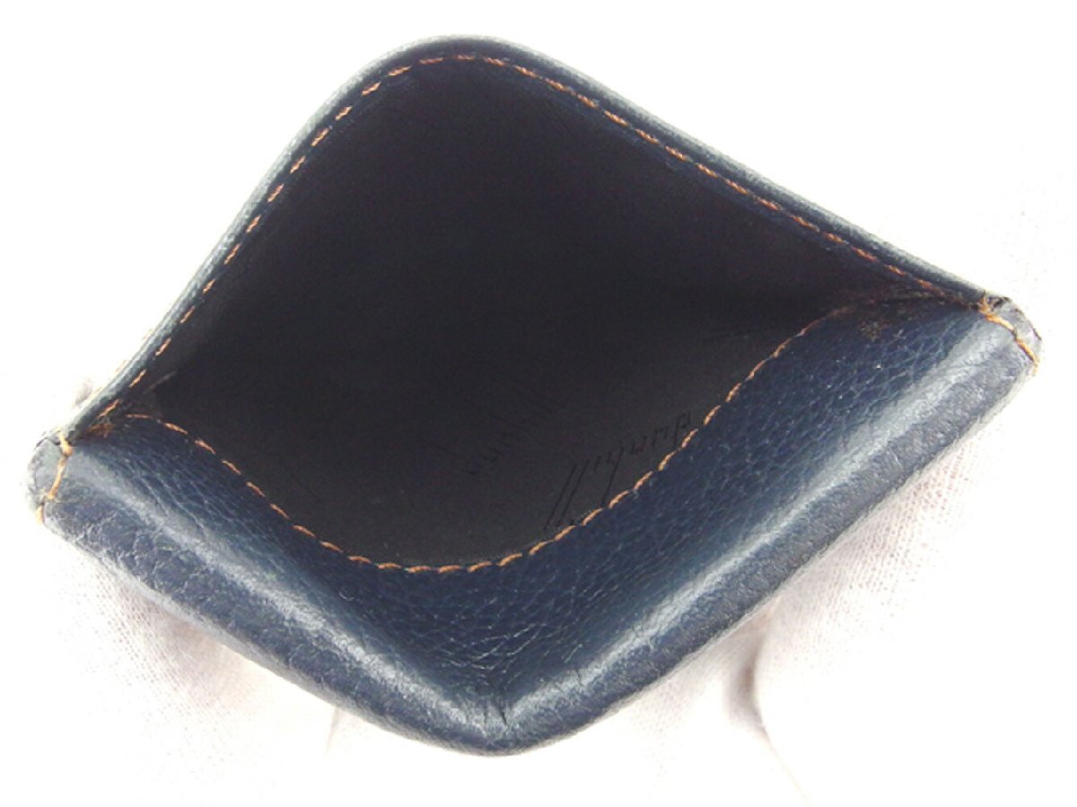 ダンヒル Dunhill コインケース ロゴプレート ネイビー ブラウン ゴールド レディース 中古_画像5