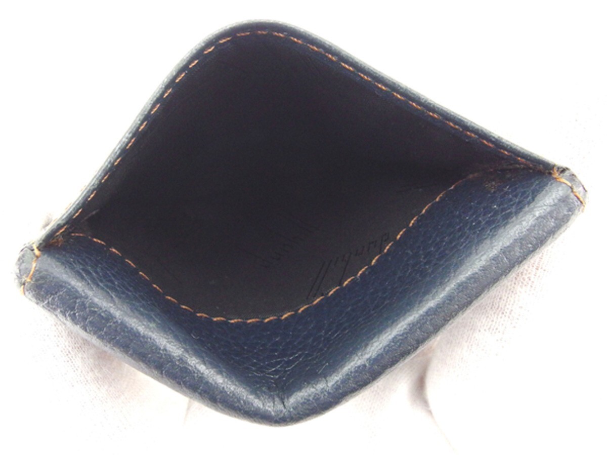 ダンヒル Dunhill コインケース ロゴプレート ネイビー ブラウン ゴールド レディース 中古_画像6