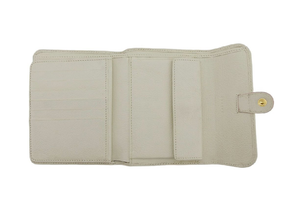 【30%OFFクーポン】セリーヌ CELINE 三つ折り財布 Cブラゾン ピンク　アイボリー　ゴールド レディース 中古_画像4