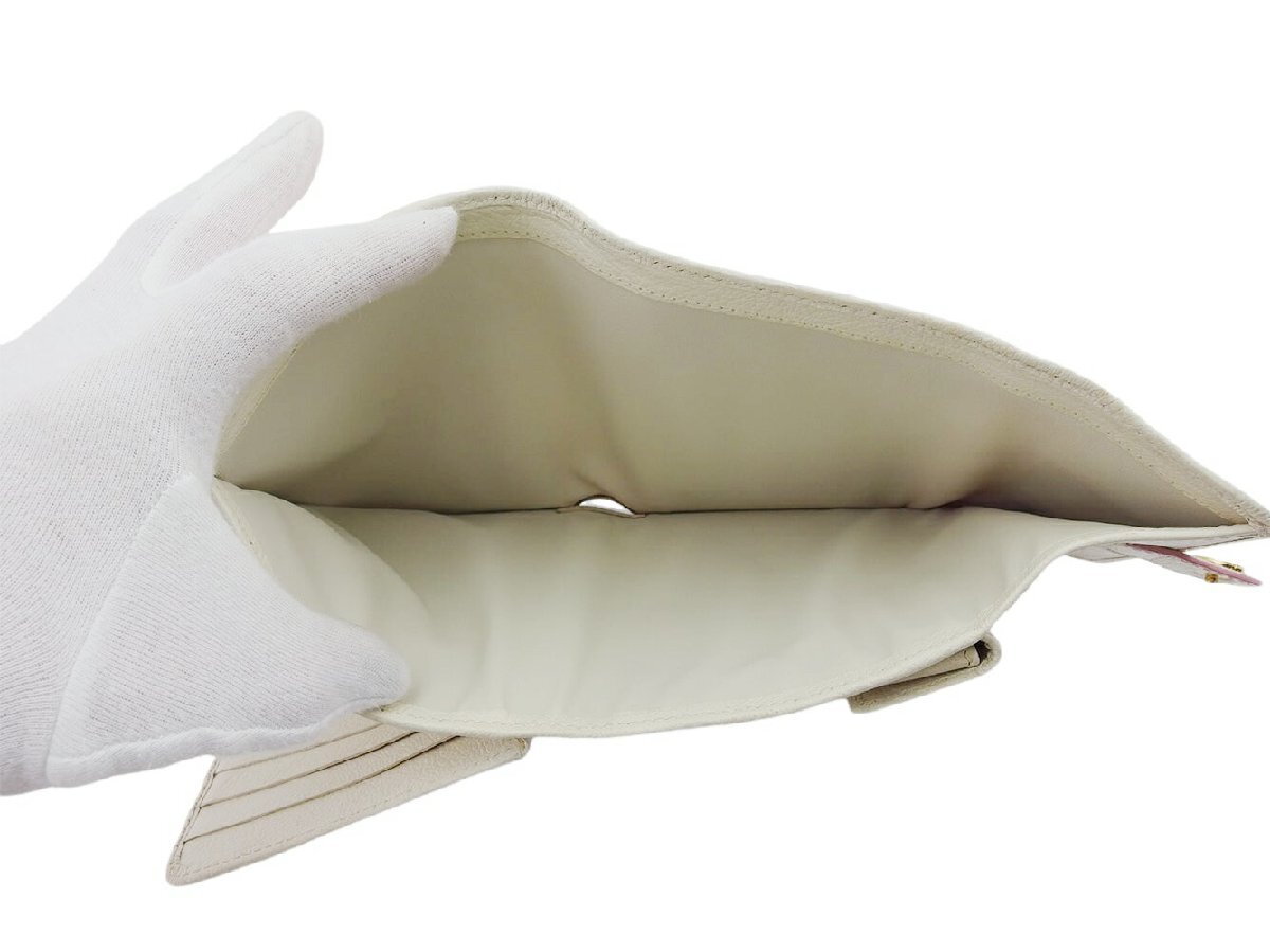 【30%OFFクーポン】セリーヌ CELINE 三つ折り財布 Cブラゾン ピンク　アイボリー　ゴールド レディース 中古_画像6