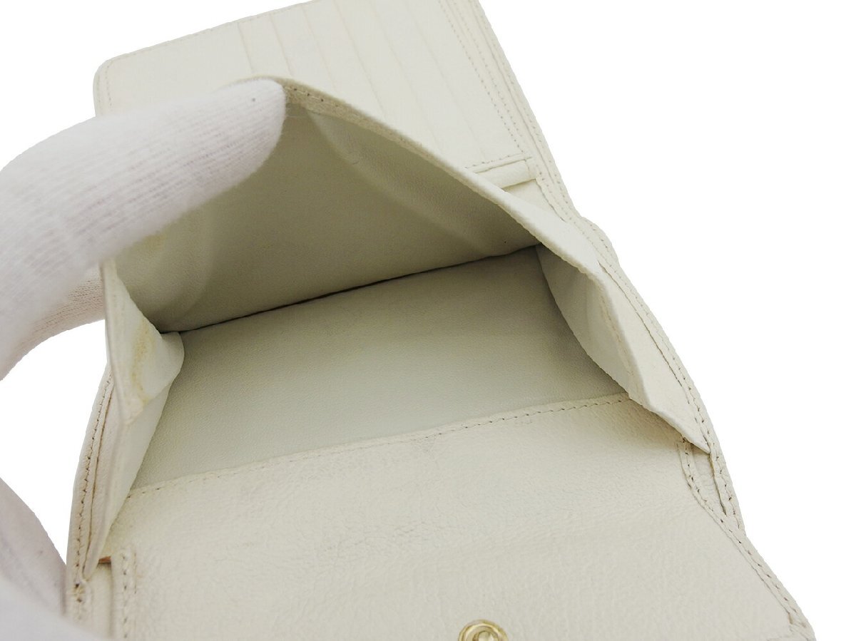 【30%OFFクーポン】セリーヌ CELINE 三つ折り財布 Cブラゾン ピンク　アイボリー　ゴールド レディース 中古_画像7