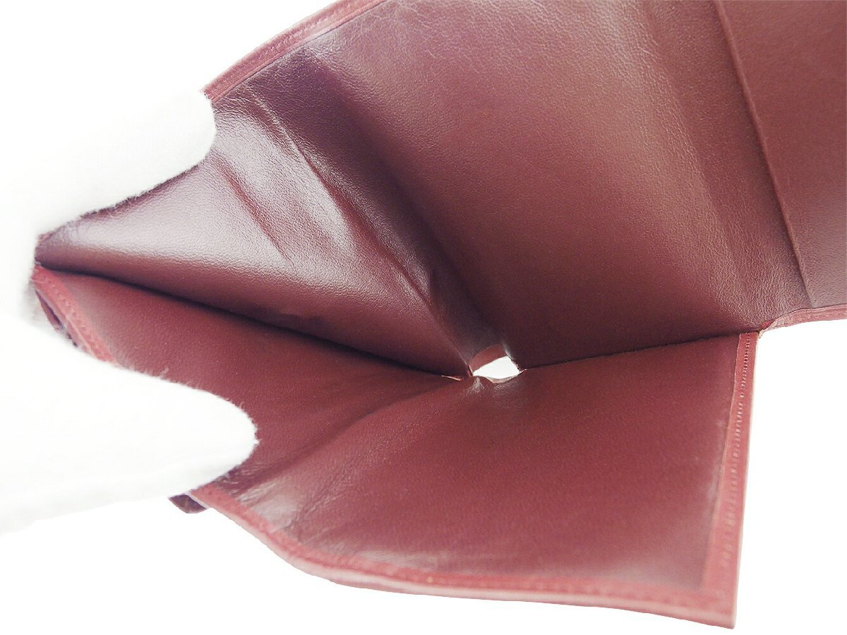 【30%OFFクーポン】カルティエ CARTIER 三つ折り財布 マストライン ボルドー ゴールド レディース 中古_画像6