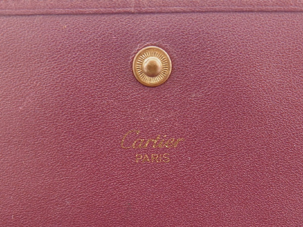 【30%OFFクーポン】カルティエ CARTIER 三つ折り財布 マストライン ボルドー×ゴールド レディース 中古_画像7
