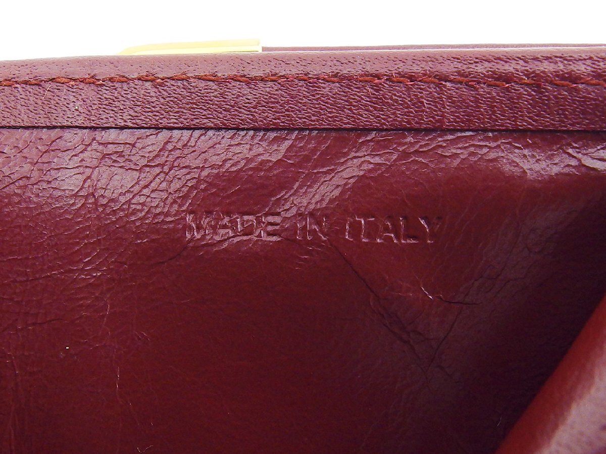 【30%OFFクーポン】カルティエ CARTIER 三つ折り財布 マストライン ボルドー×ゴールド レディース 中古_画像8