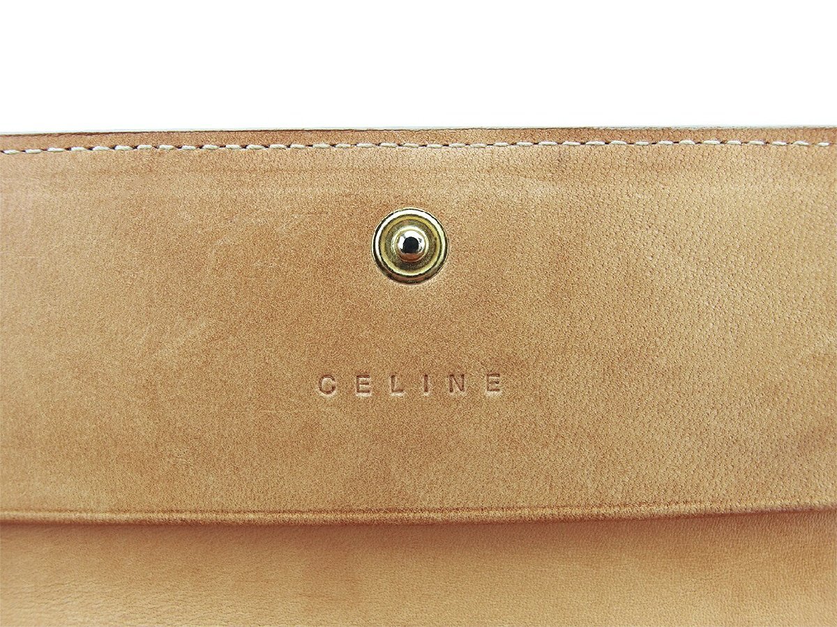 【30%OFFクーポン】セリーヌ CELINE 三つ折り財布 マカダム ブラウン ベージュ レディース 中古_画像8