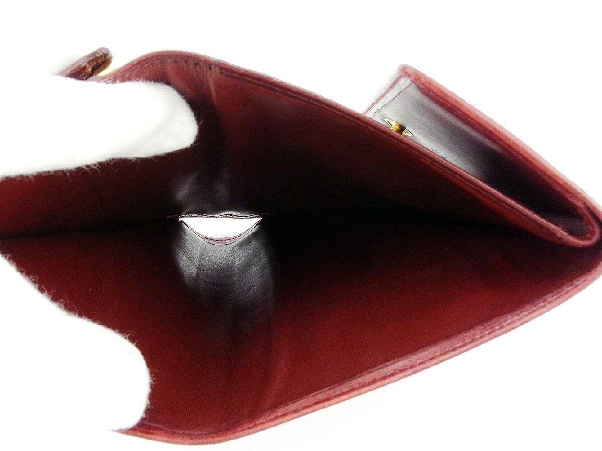 【30%OFFクーポン】カルティエ CARTIER 三つ折り財布 マストライン ボルドー ゴールド レディース 中古_画像5