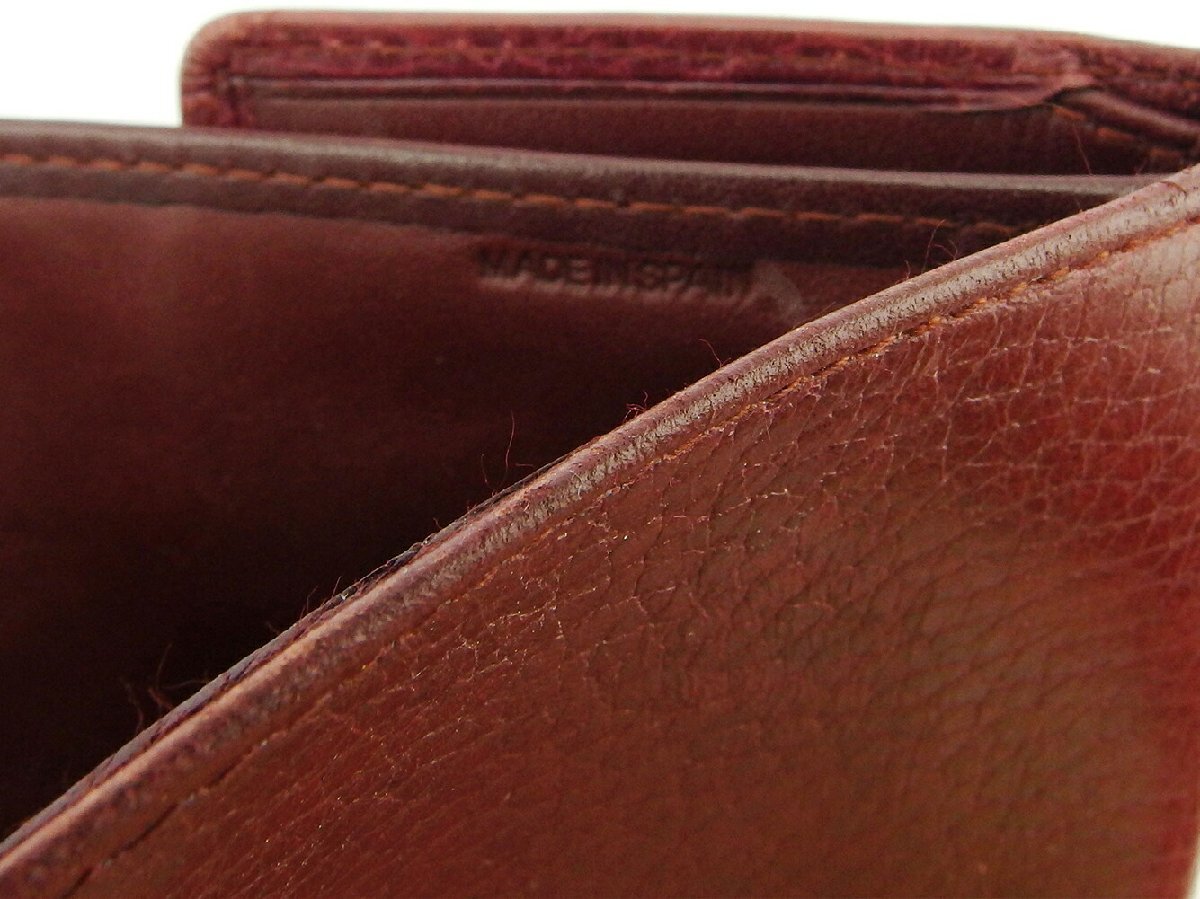 【30%OFFクーポン】カルティエ CARTIER 三つ折り財布 マストライン ボルドー ゴールド レディース 中古_画像8