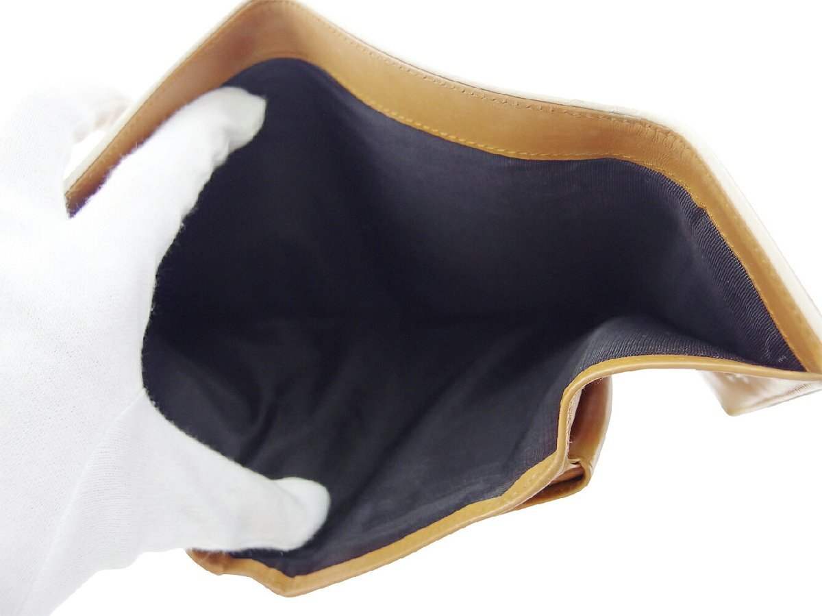 【30%OFFクーポン】プラダ PRADA 三つ折り財布 ロゴ ブラウン ホワイト 白 レディース 中古_画像5