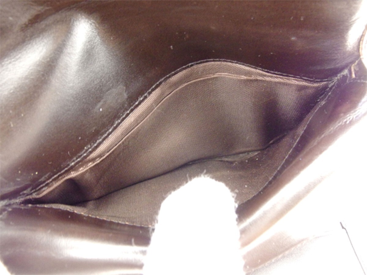 【30%OFFクーポン】プラダ 三つ折り 財布 レディース ロゴプレート ブラウン シルバー 中古_画像8