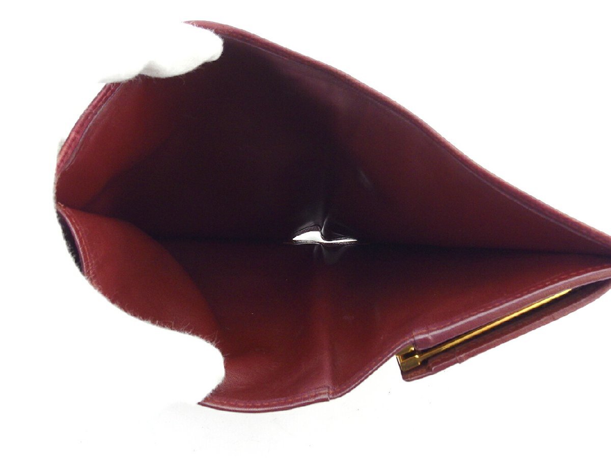 【30%OFFクーポン】カルティエ CARTIER 三つ折り財布 マストライン ボルドー ゴールド レディース 中古_画像4