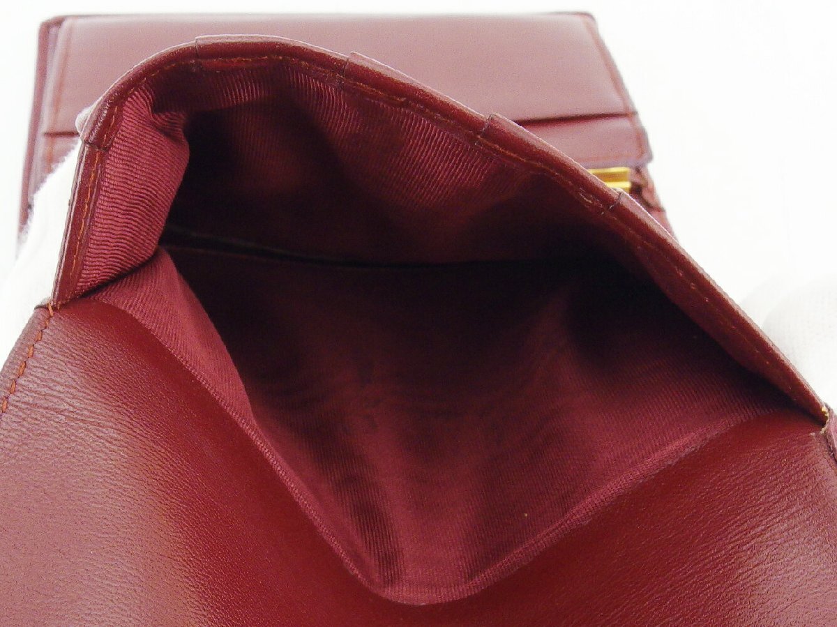 【30%OFFクーポン】カルティエ CARTIER 三つ折り財布 マストライン ボルドー ゴールド レディース 中古_画像6